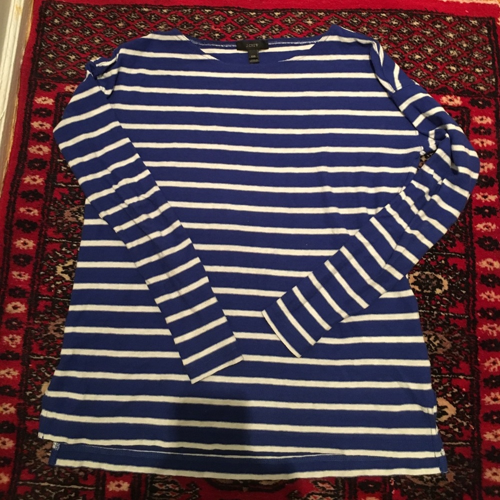 J. Crew Royal Blue Stripe Boatneck Light Sweater