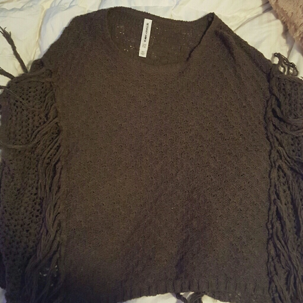 Army green Bethany Mota poncho