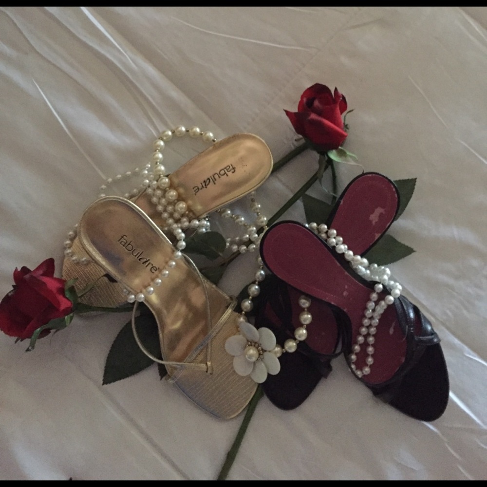 Bundle, gold and black heels