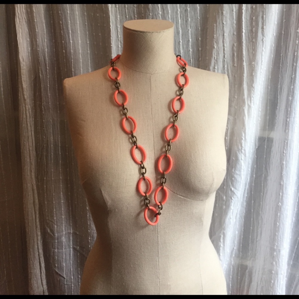 J CREW coral and gold necklace