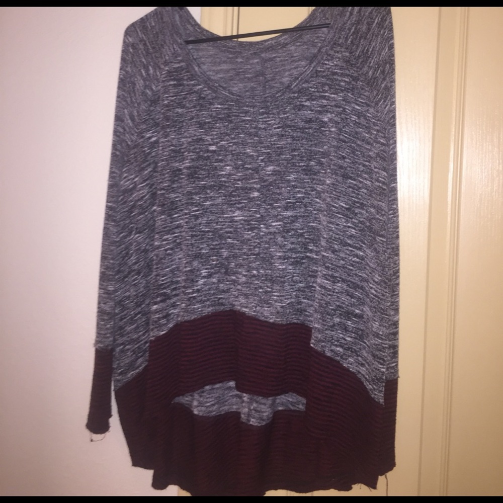 Crimson and grey top