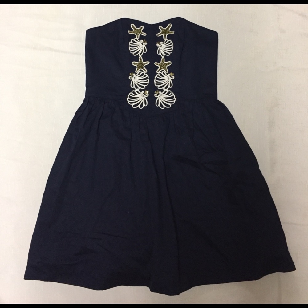 Lilly Pulitzer navy strapless dress