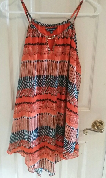 **** SOLD **** Orange print tunic - Picture 1 of 2