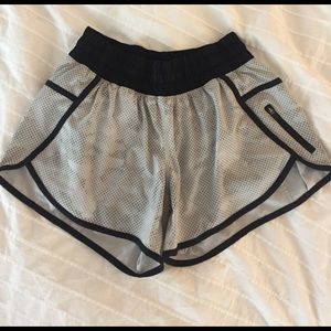 Grey and white lululemon tracker short
