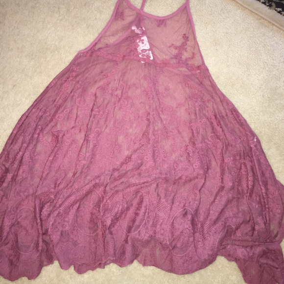 NWT!! GOREGOUS SWIM SUIT COVER UP, wine red, lace - Picture 3 of 4