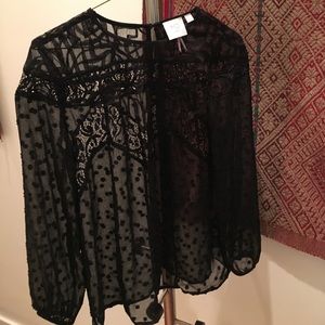 Anthroplogie HD in Paris Sheer Black Lace Blouse