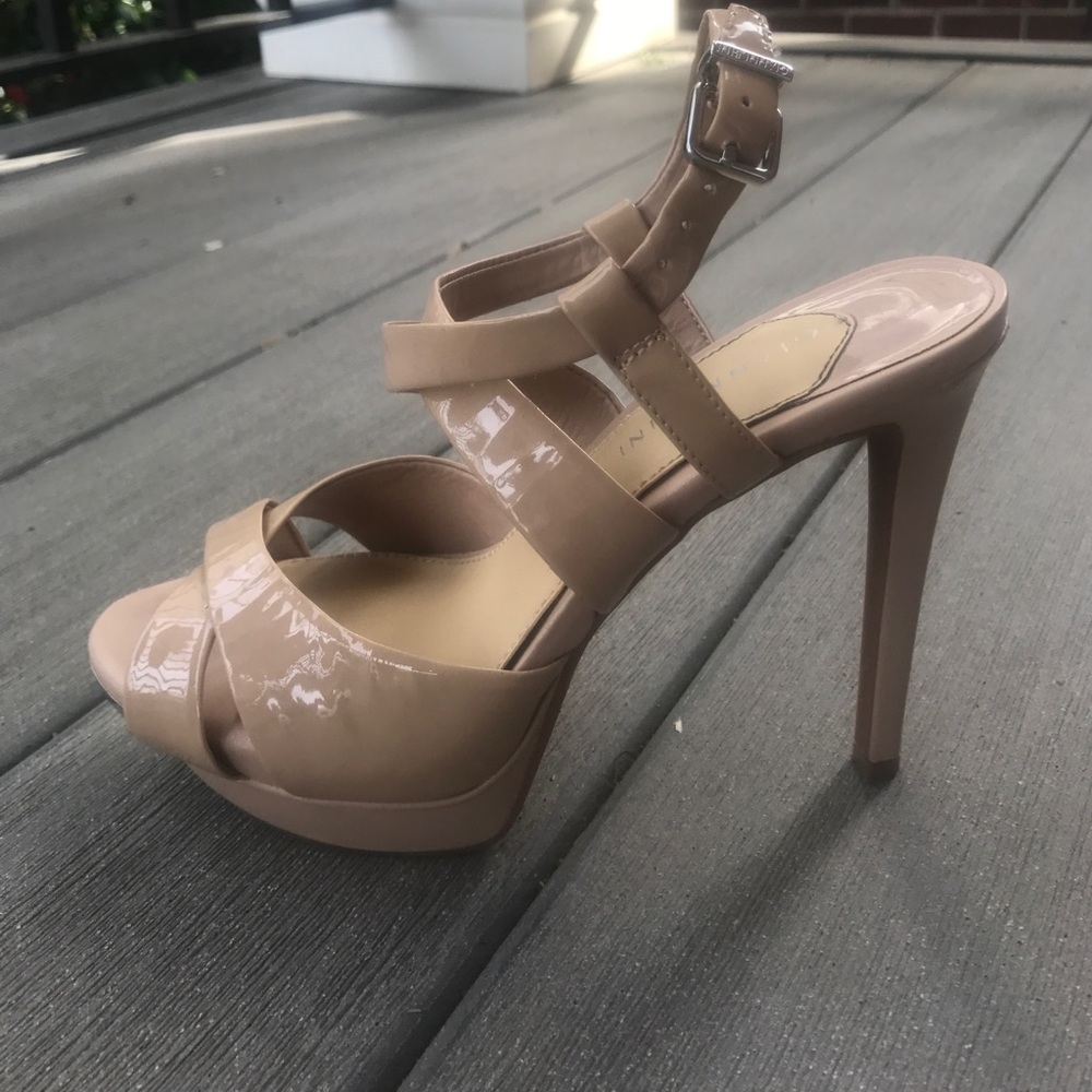 Gianni Bini Nude Patent Leather Strappy Heels