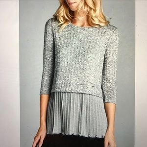 Orange Creek Ribbed & Pleated Top