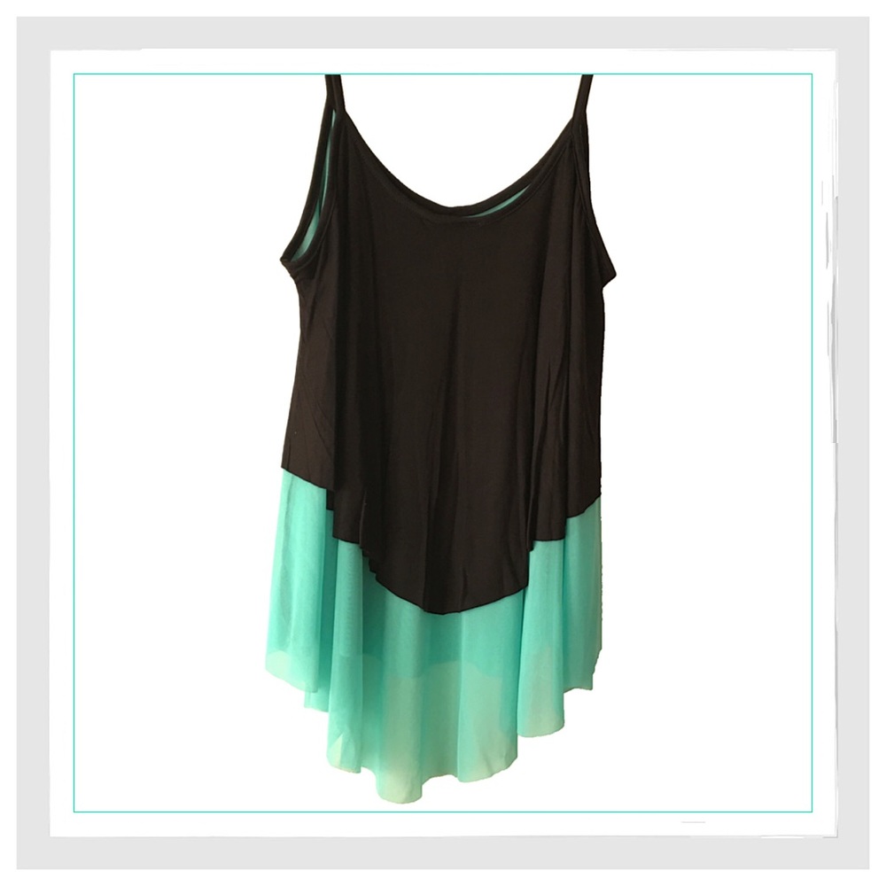 {Plus} Beautiful Aqua Layered Color Block Tank