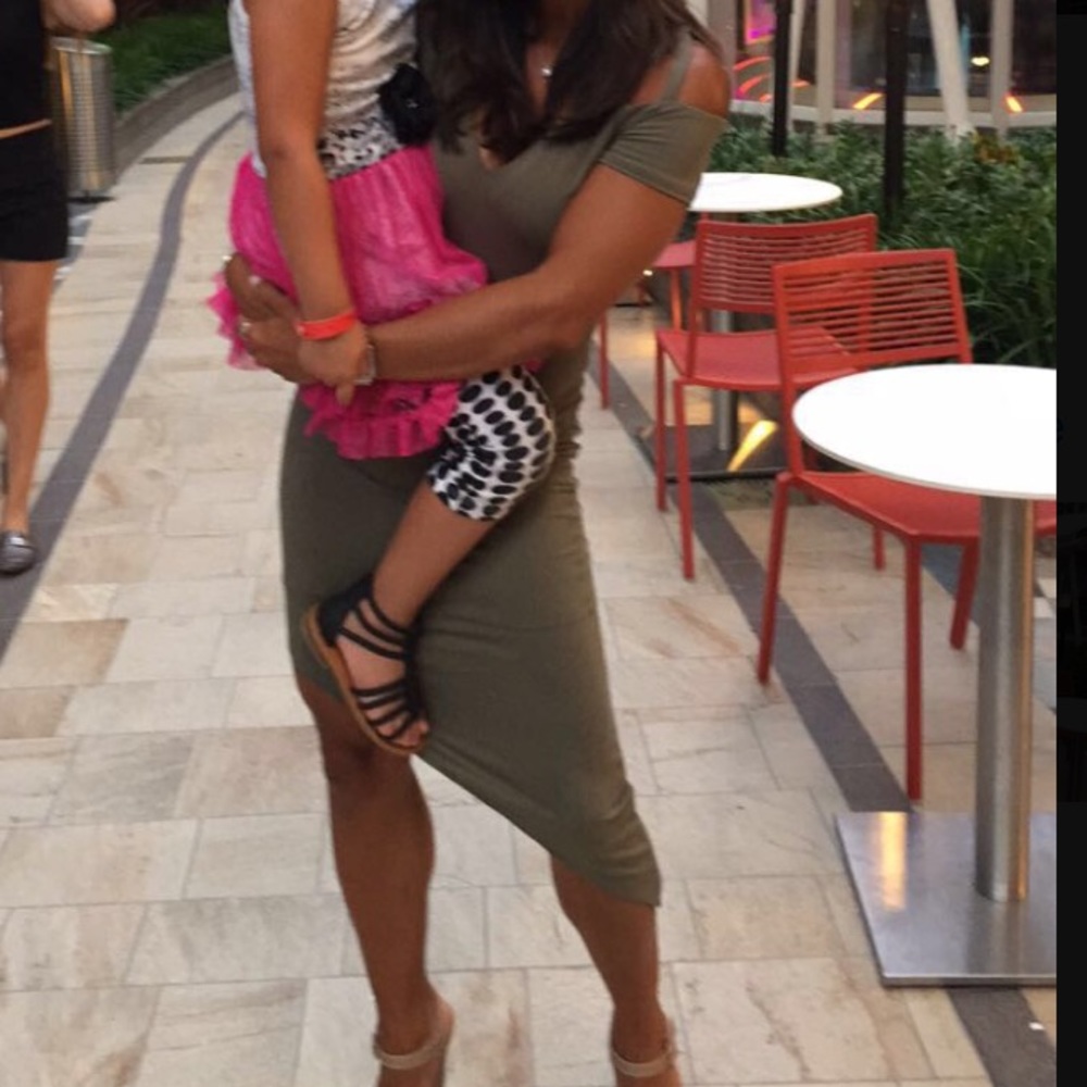 Bebe olive green asymmetrical mini dress - Picture 4 of 5