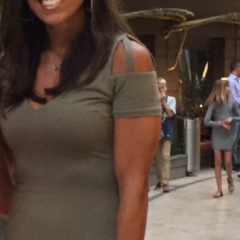 Bebe olive green asymmetrical mini dress - Picture 5 of 5