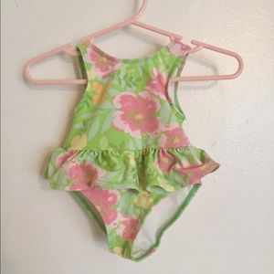 Infant girl's floral one piece swimsuit