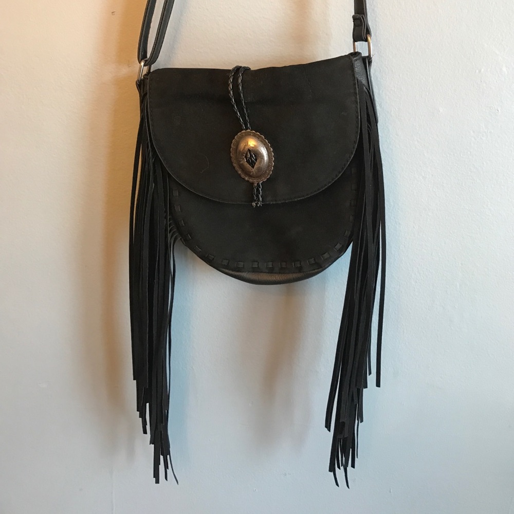 ASOS Black Fringe Purse with Adjustable Strap