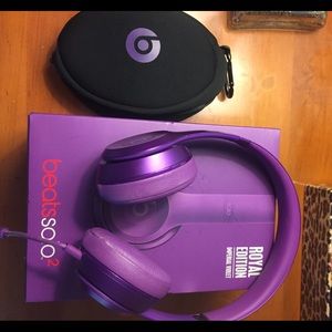Beats Solo2 headphones. Royal Purple with wire.
