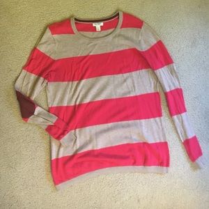 Striped sweater with cute elbow patches