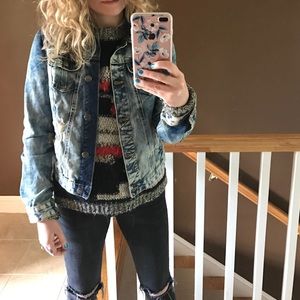 Distressed/acid washed denim jacket
