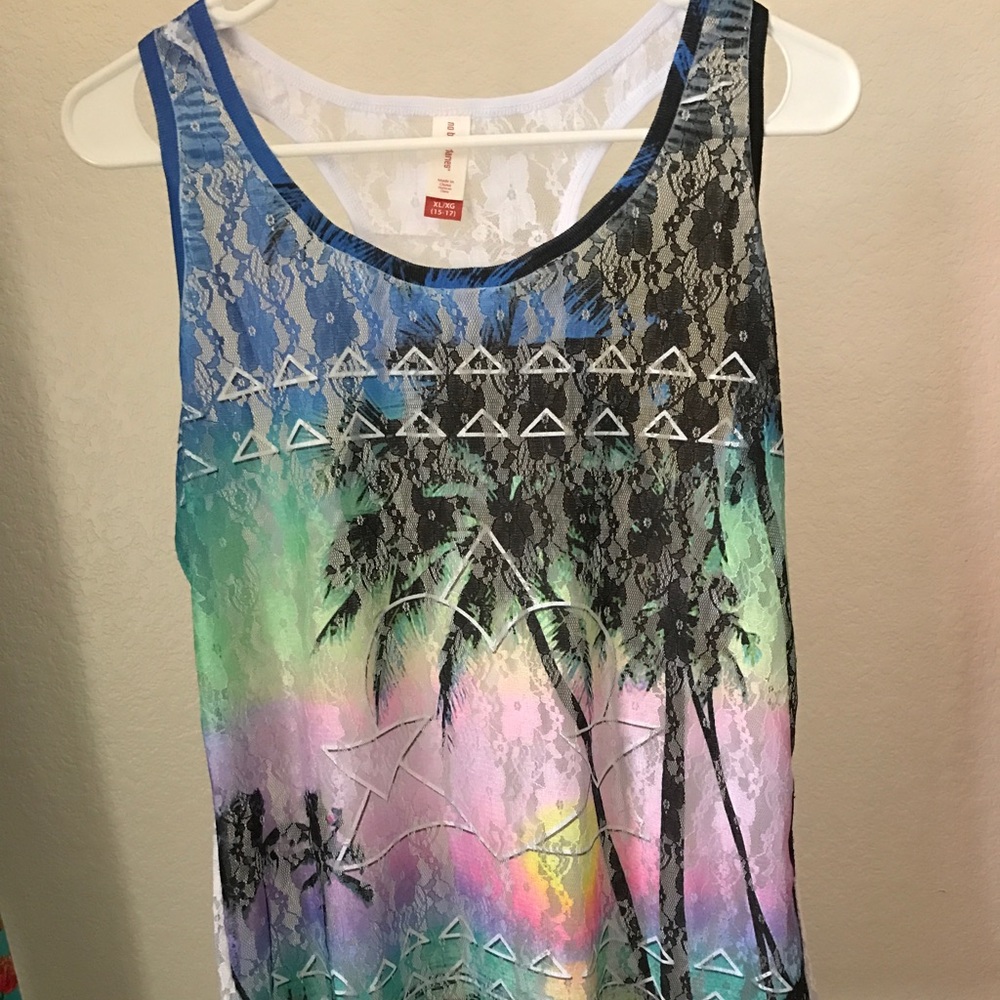 🏝🏝💥NEW💥LACY COLORFUL PALM TREE TANK