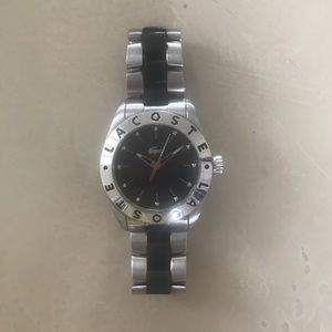 Lacoste Unisex Silver & Black Watch w/ Metal Band
