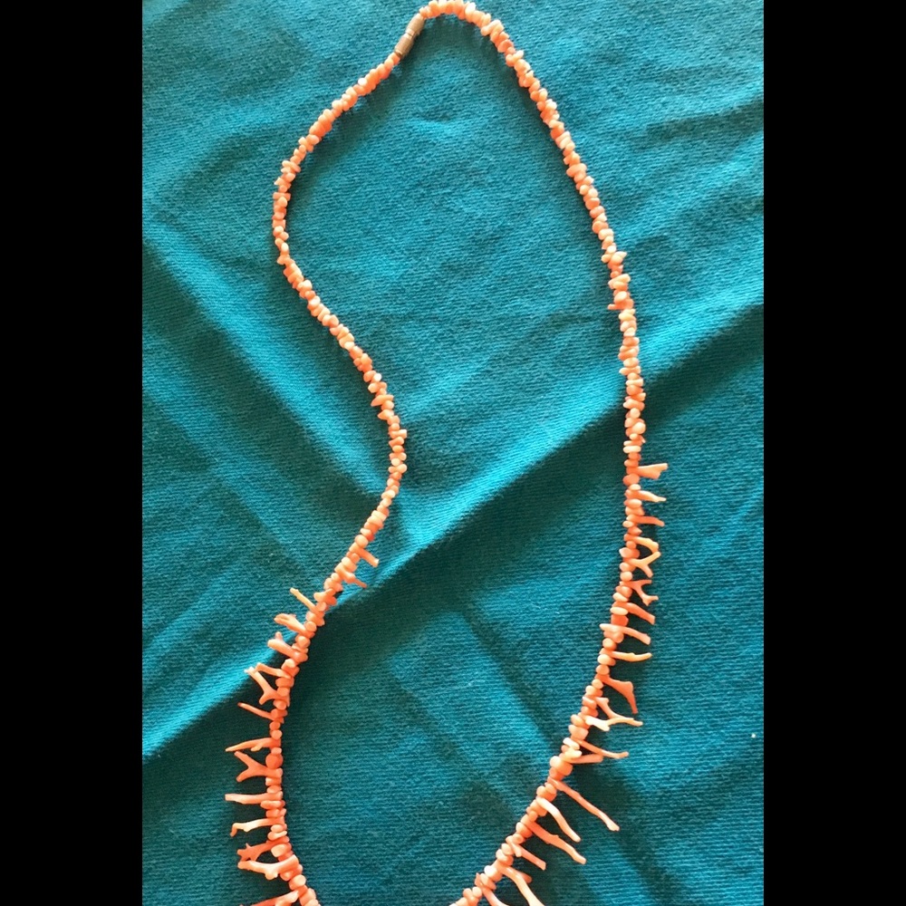 Vintage branch Coral necklace 1970s. Salmon color.