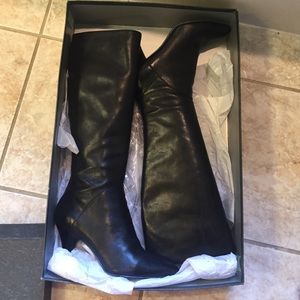 Black Italian leather boots