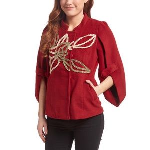 NWT Burgundy Embroidered Jacket, L