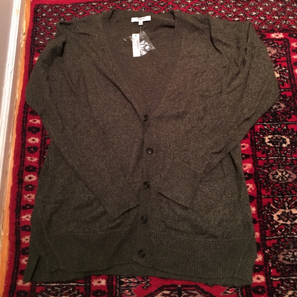 Madewell Olive Grandpa style cardigan size S TAGS