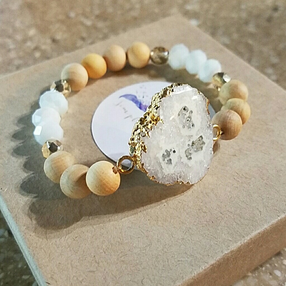 White, Druzy stone bracelet