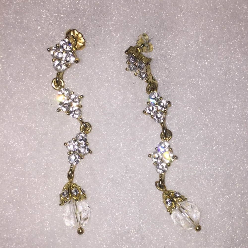 Gold crystal drop earrings