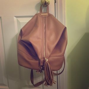 Brown Faux Leather Backpack