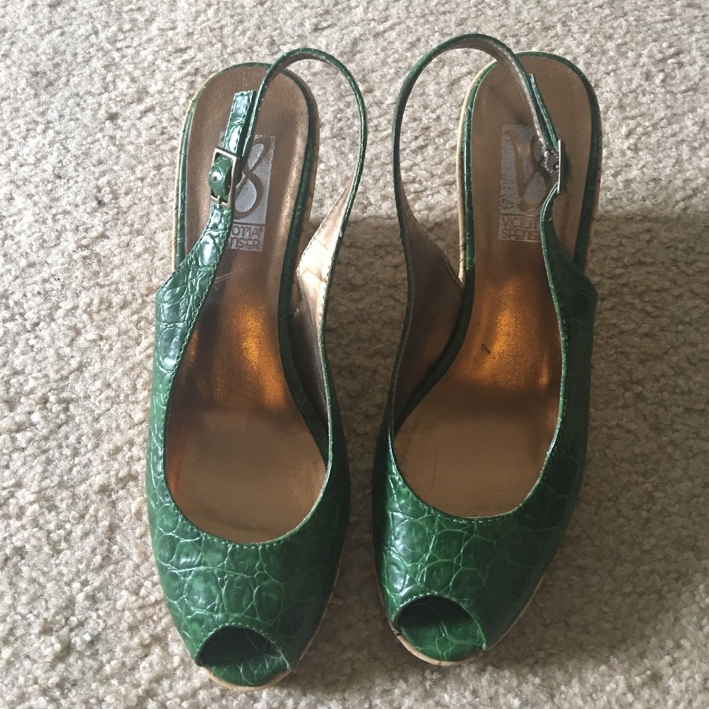 Green sling back sandals