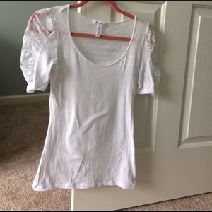 White lace short sleeve