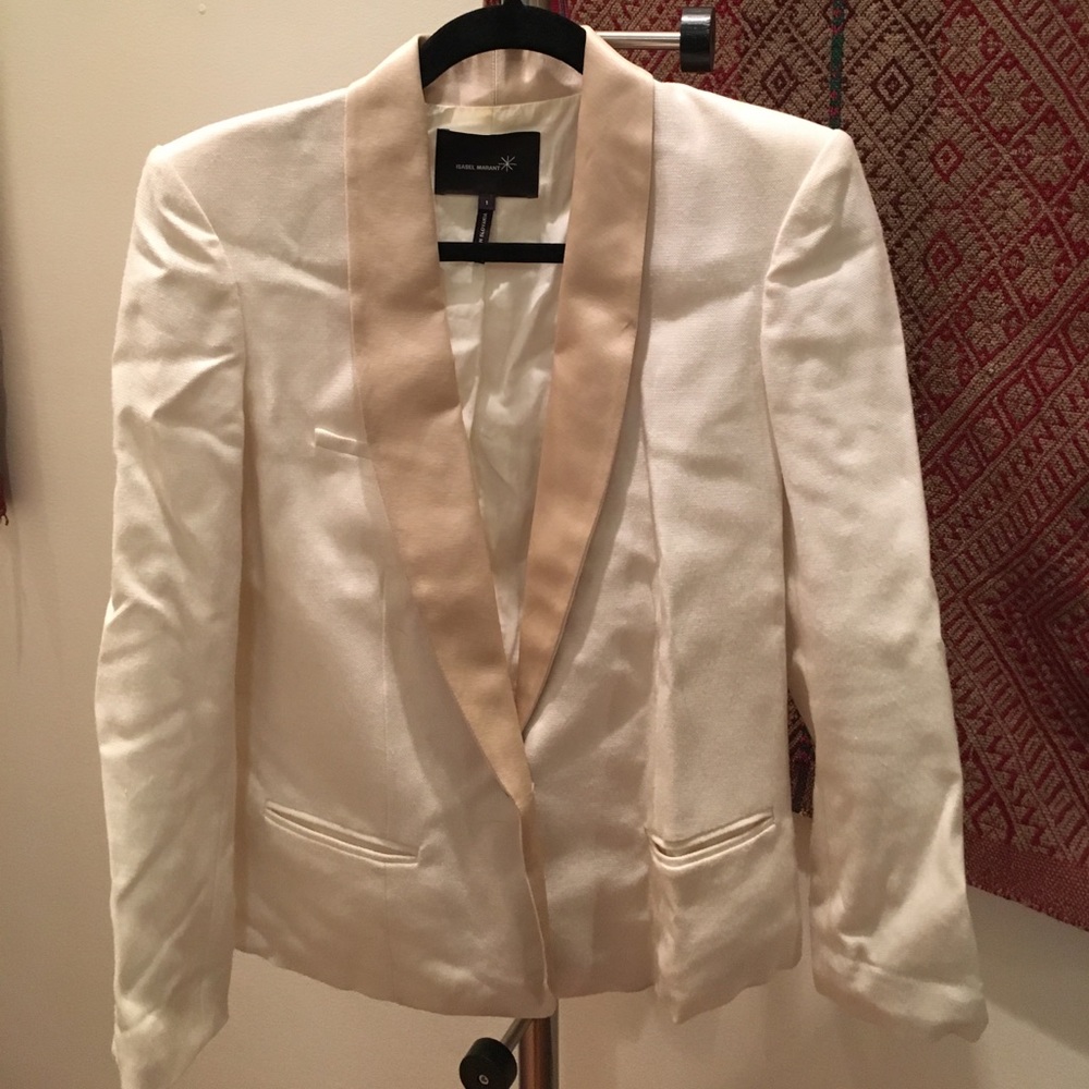 Isabel Marant Cream linen and silk tuxedo blazer