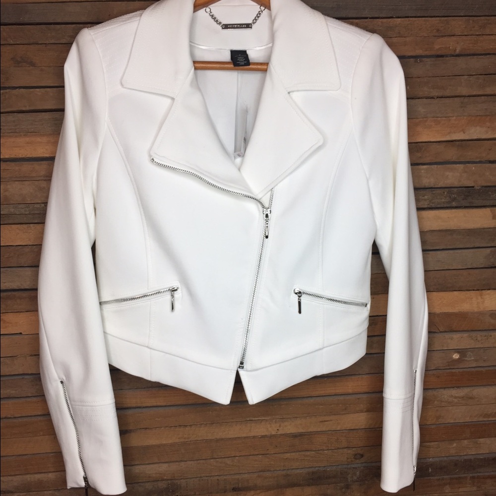 White House Black Market white moto jacket