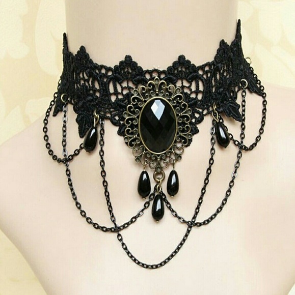 🔴LAST ONE!! Punk Gothic Lace Choker - Picture 2 of 4