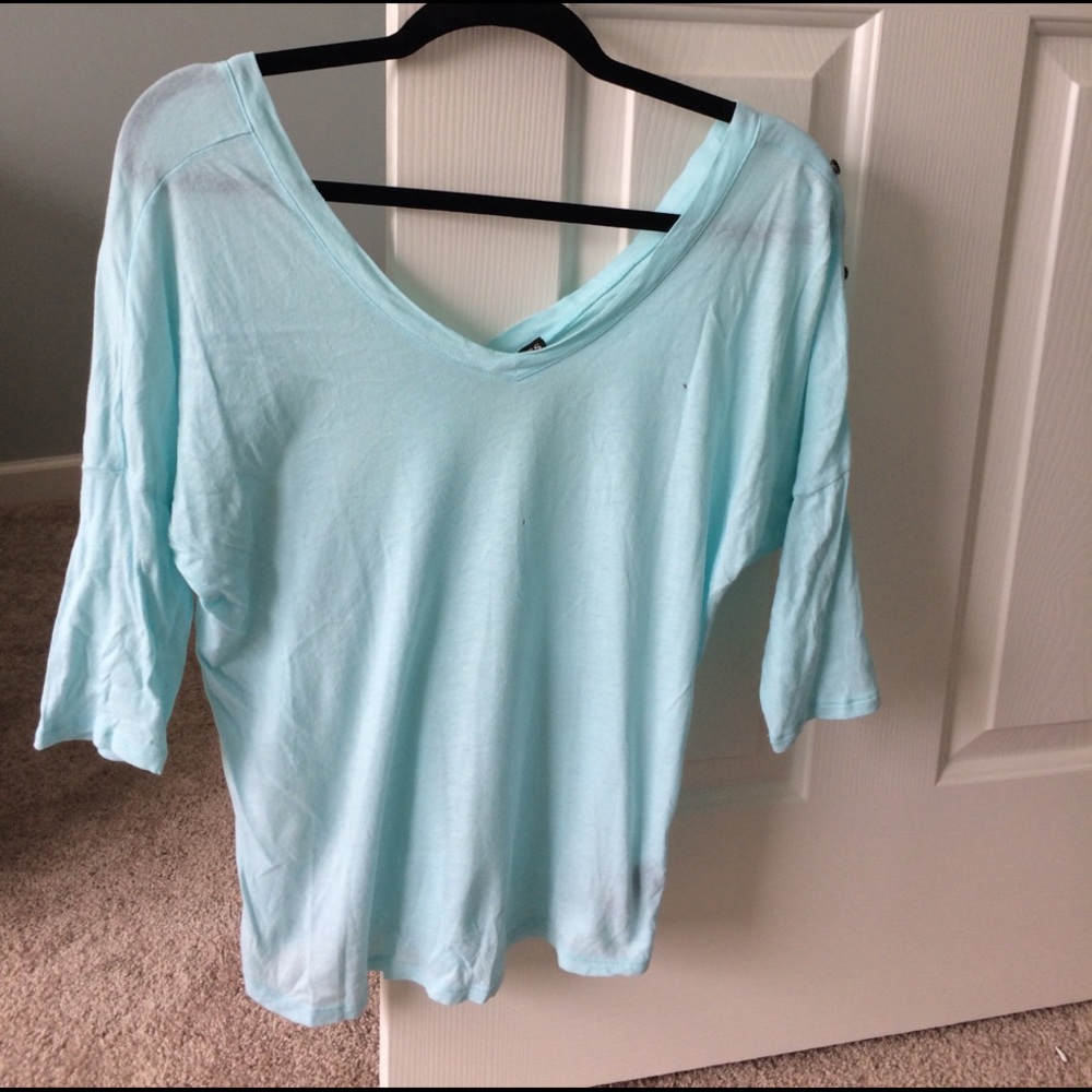 Aqua cropped sleeve top