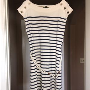 Ralph Lauren navy and cream striped dress.