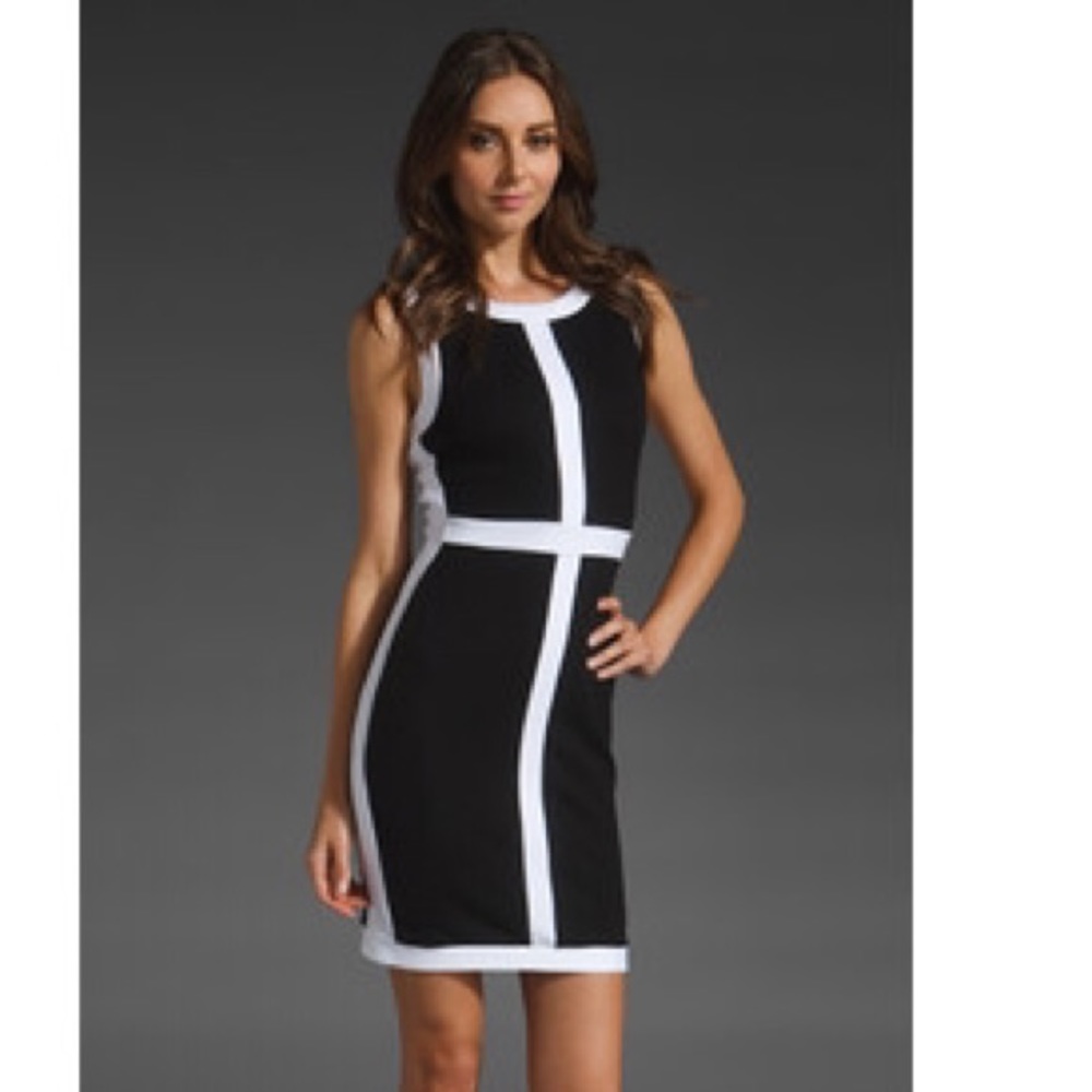 Bailey 44 Taxi Way black + white sheath dress