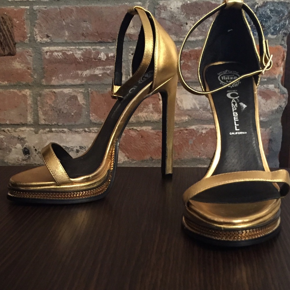 Jeffrey Campbell gold heel with slight platform