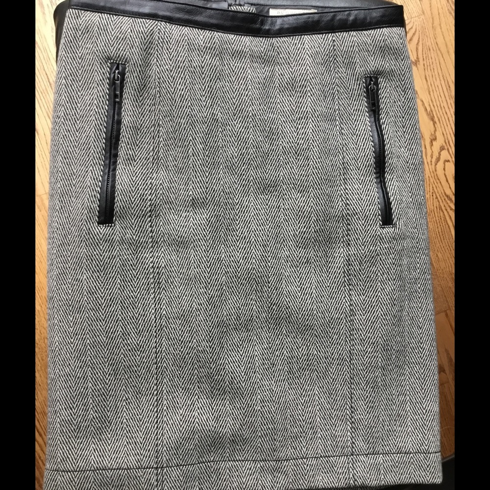 Burberry Britt wool and leather skirt.