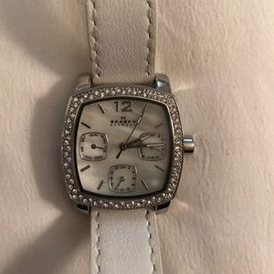 SKAGEN white watch with embellished face