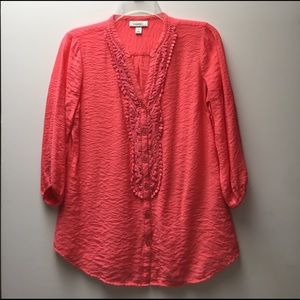 Coral Blouse with 3/4 sleeves, medium