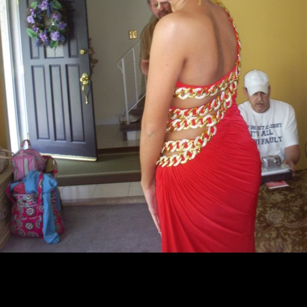Javoni red prom dress