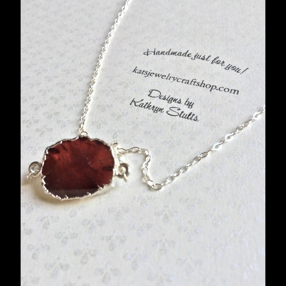 Red Garnet Sterling Silver Necklace