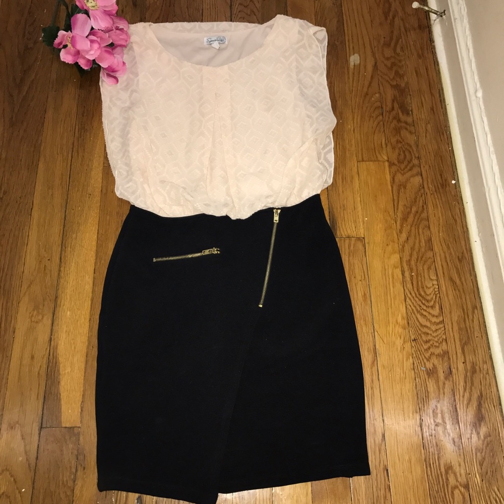 Two-toned black and beige dress