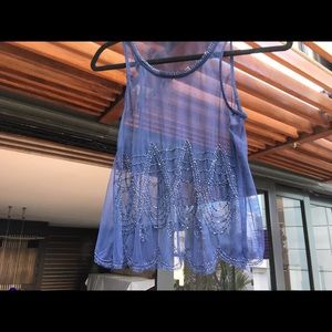 Midnight blue see through blouse