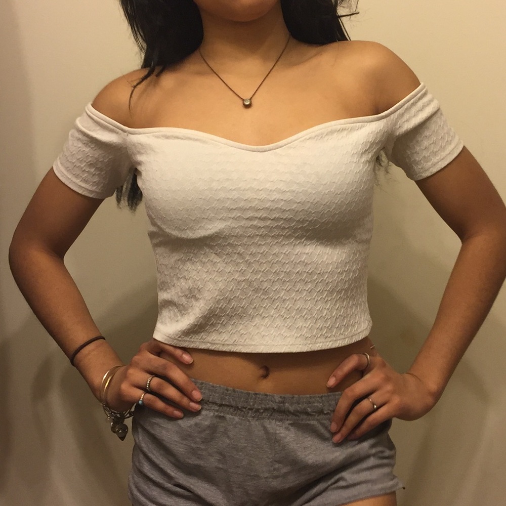White off the shoulder crop top