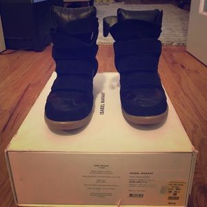 Isabel Marant Benett Black and Calf Hair Sneakers