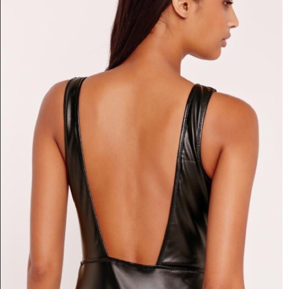 HP! 1 LEFT! NWT MISSGUIDED VEGAN LEATHER SWIMSUIT - Picture 3 of 4