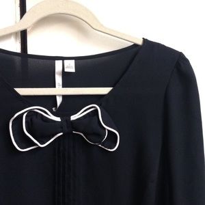 LC Black Bow Tie Blouse