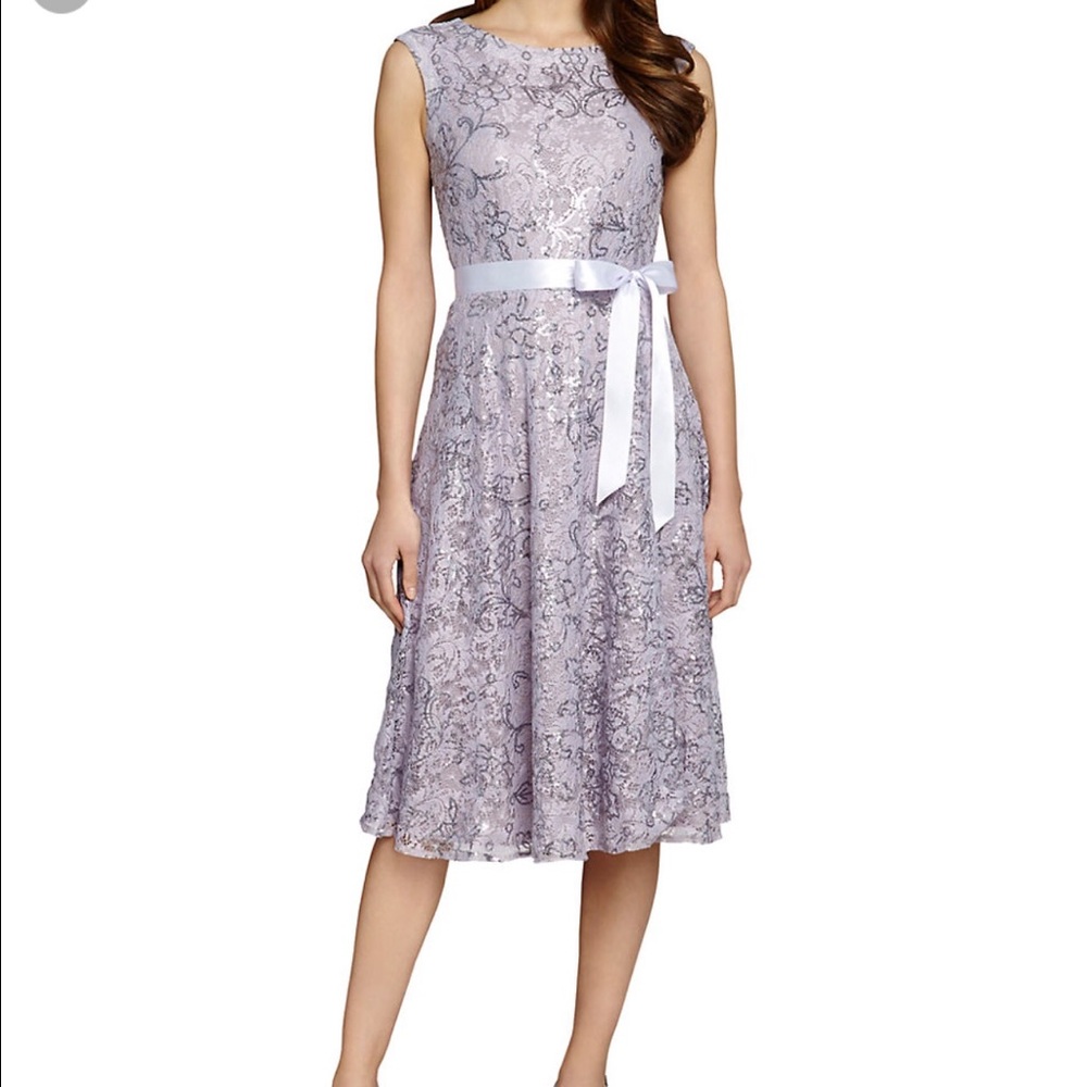 Tahari lavender sequin accent formal dress